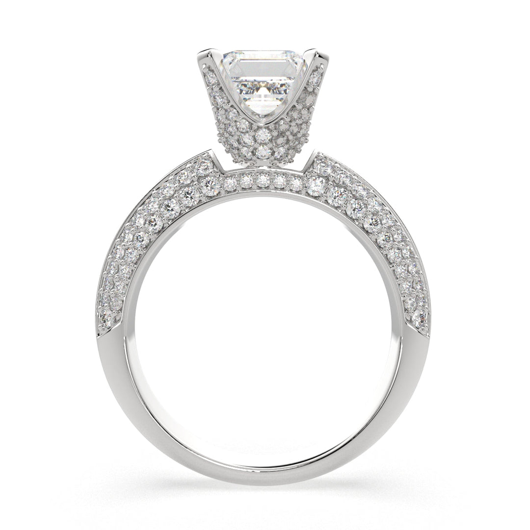 Daria Emerald Cut Pave 6 Prong Engagement Ring Setting