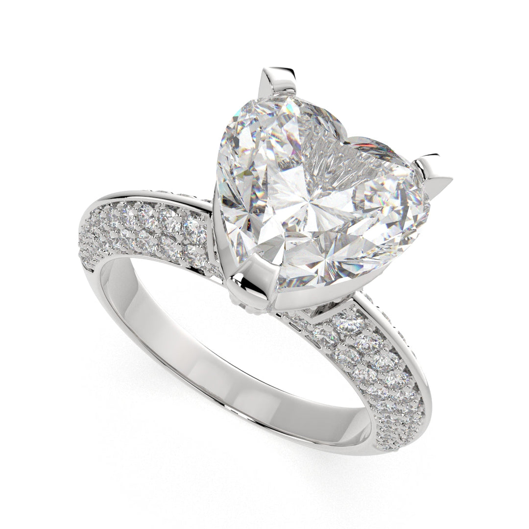 Daria Heart Cut Pave 6 Prong Engagement Ring Setting