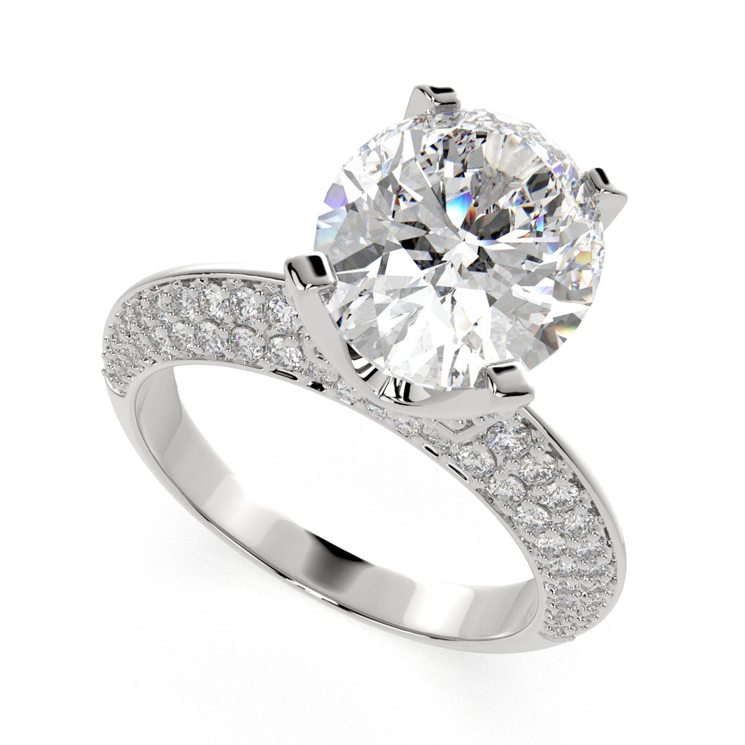 Daria Oval Cut Pave 6 Prong Engagement Ring Setting