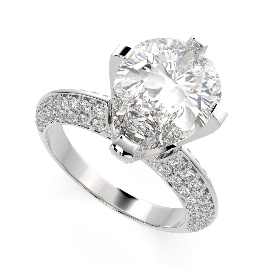 Daria Pear Cut Pave 6 Prong Engagement Ring Setting
