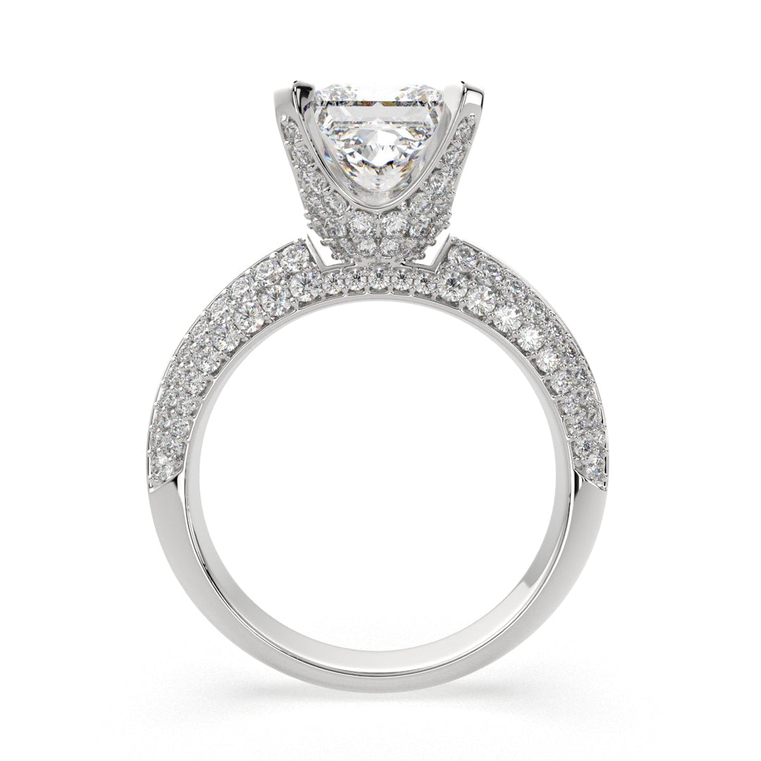 Daria Princess Cut Pave 6 Prong Engagement Ring Setting