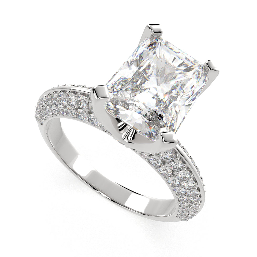 Daria Radiant Cut Pave 6 Prong Engagement Ring Setting