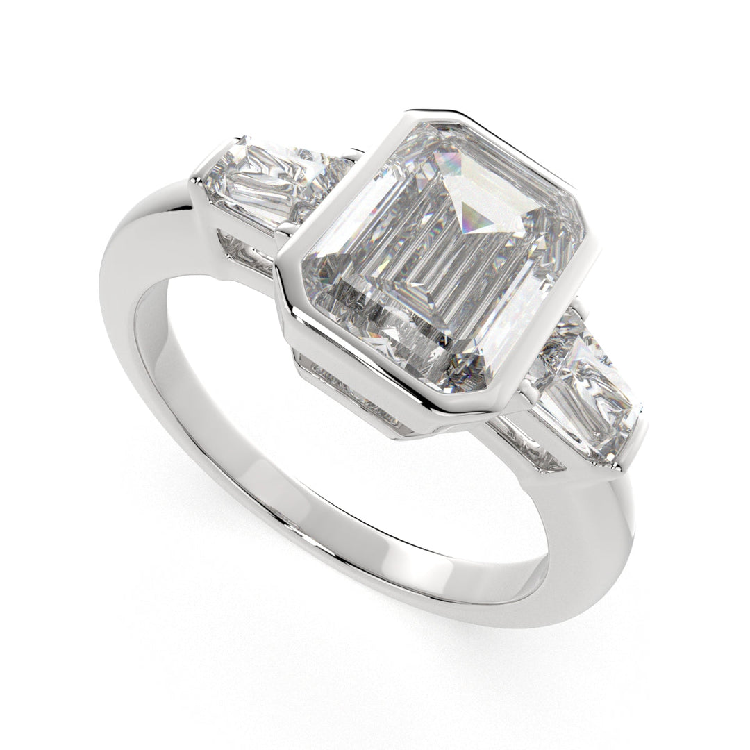 Emilia Emerald Cut Trilogy 3 Stone Engagement Ring Setting