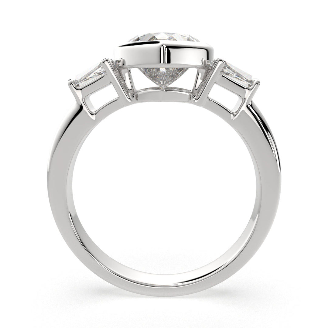 Emilia Heart Cut Trilogy 3 Stone Engagement Ring Setting