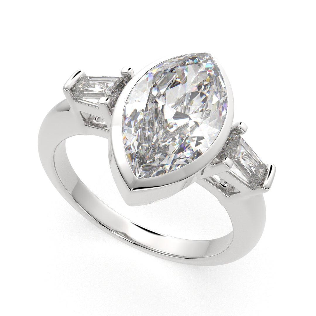 Emilia Marquise Cut Trilogy 3 Stone Engagement Ring Setting