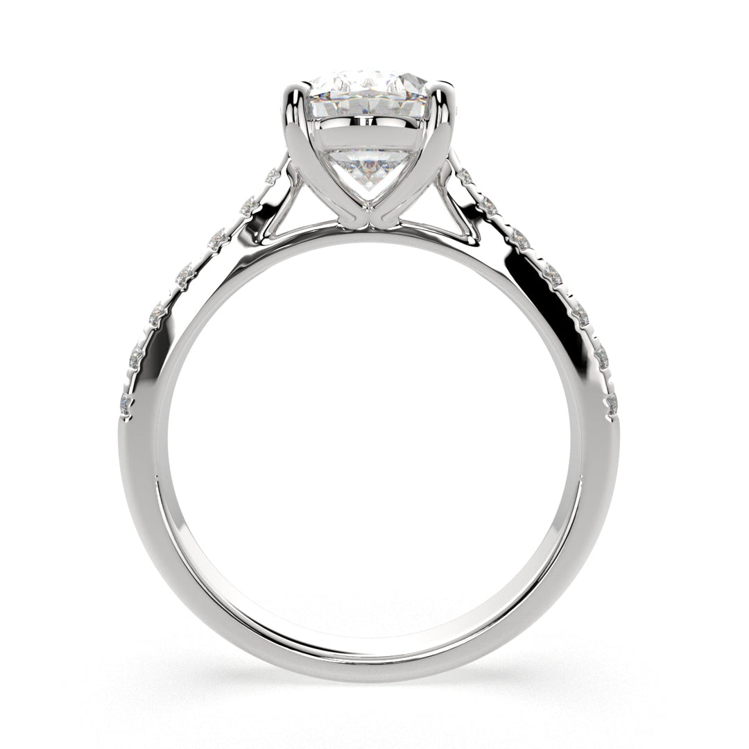 Ginevra Oval Cut Tapered Engagement Ring Setting