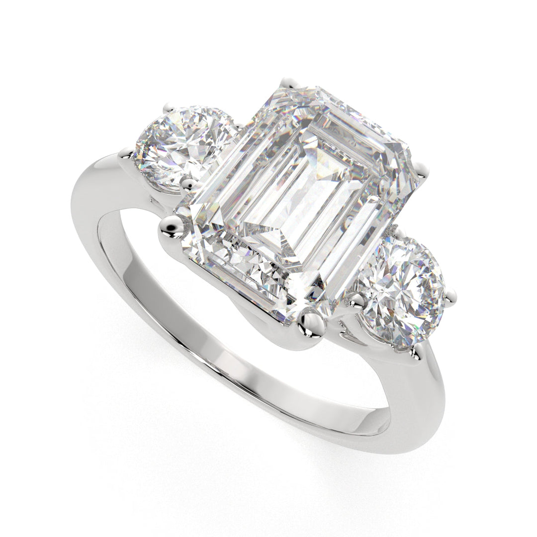 Hana Emerald Cut 3 Stone Engagement Ring Setting