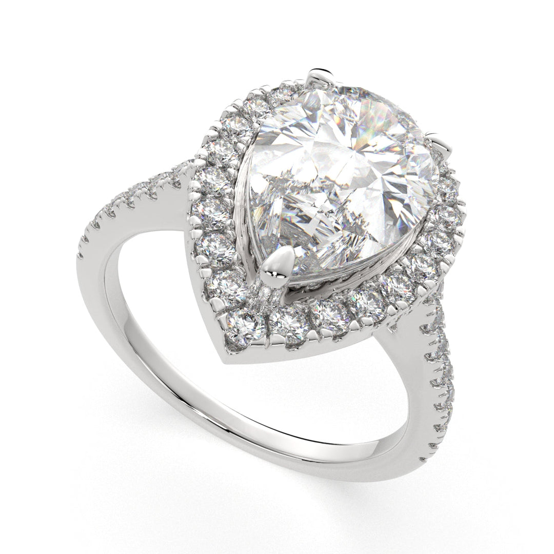 Isadora Pear Cut Halo Pave Engagement Ring Setting