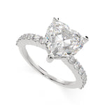 Load image into Gallery viewer, Lavinia Heart Cut Side Stone 4 Prong Engagement Ring Setting
