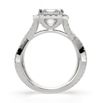 Load image into Gallery viewer, Ophelia Emerald Cut Pave Halo Split Shank Engagement Ring Setting
