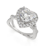 Load image into Gallery viewer, Ophelia Heart Cut Pave Halo Split Shank Engagement Ring Setting
