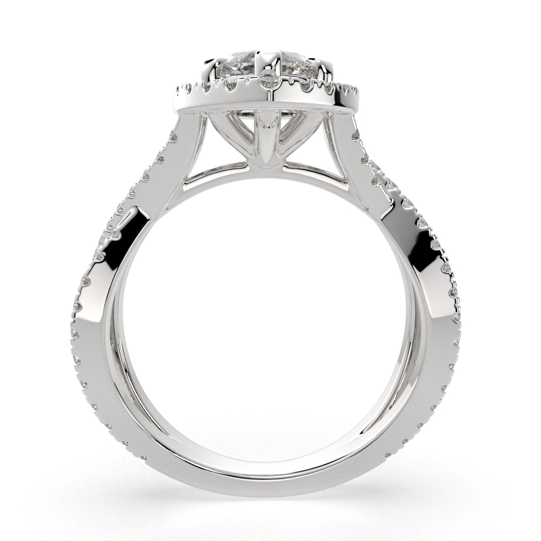 Ophelia Marquise Cut Pave Halo Split Shank Engagement Ring Setting