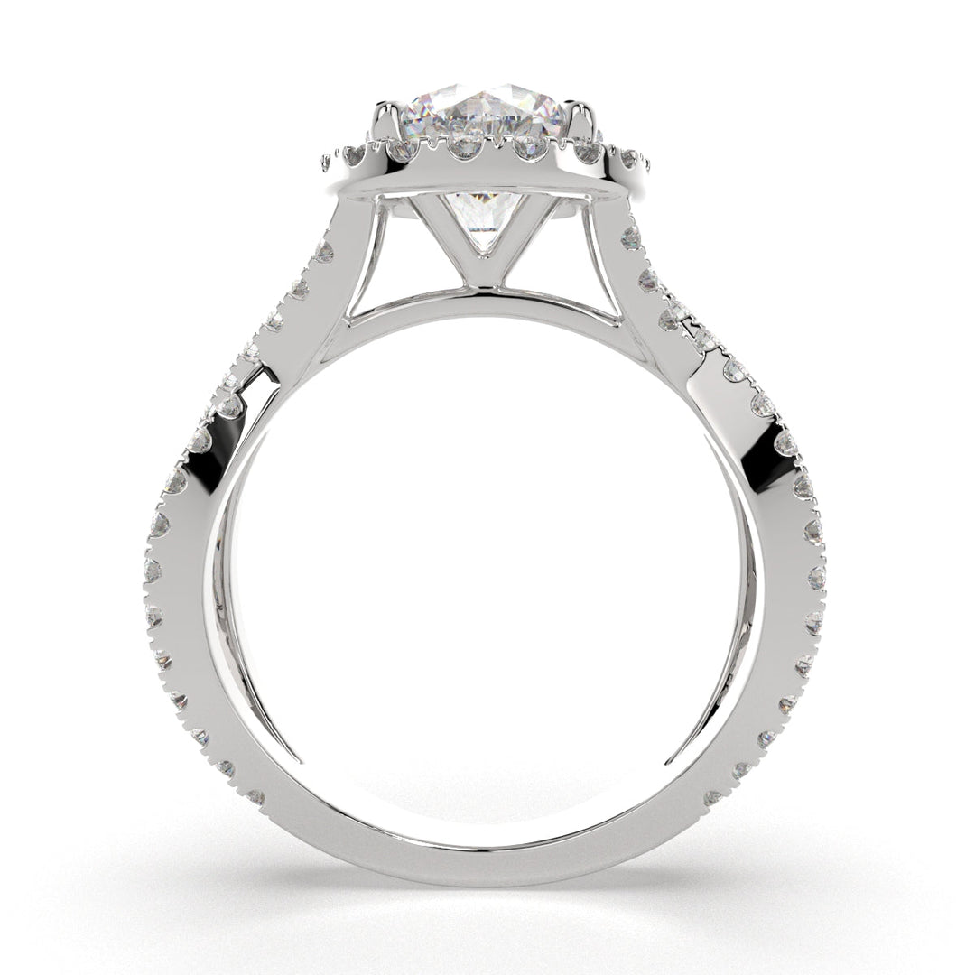 Ophelia Round Cut Pave Halo Split Shank Engagement Ring Setting