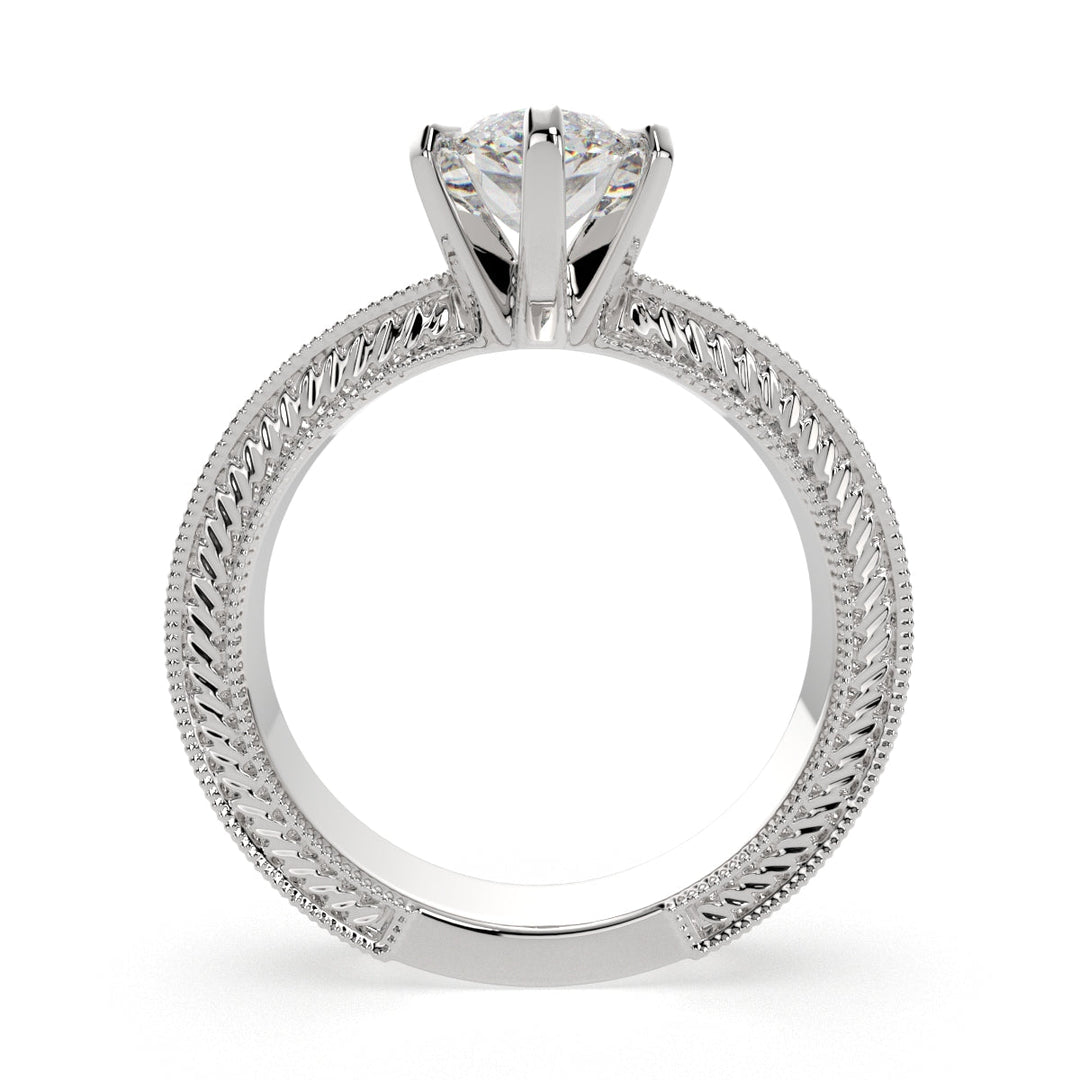 Sabrina Marquise Cut Solitaire Hand Engraved Milgrain Engagement Ring Setting