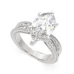 Load image into Gallery viewer, Sabrina Marquise Cut Solitaire Hand Engraved Milgrain Engagement Ring Setting
