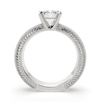 Load image into Gallery viewer, Sabrina Radiant Cut Solitaire Hand Engraved Milgrain Engagement Ring Setting
