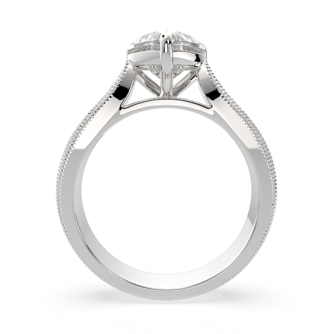 Valentina Heart Cut Solitaire Tapered Milgrain Engagement Ring Setting