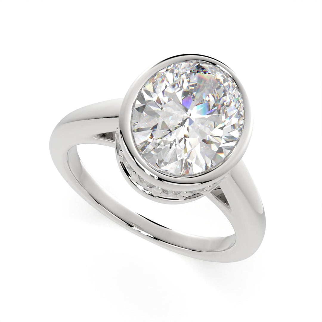 Xenia Oval Cut Halo Pave Solitaire Engagement Ring Setting