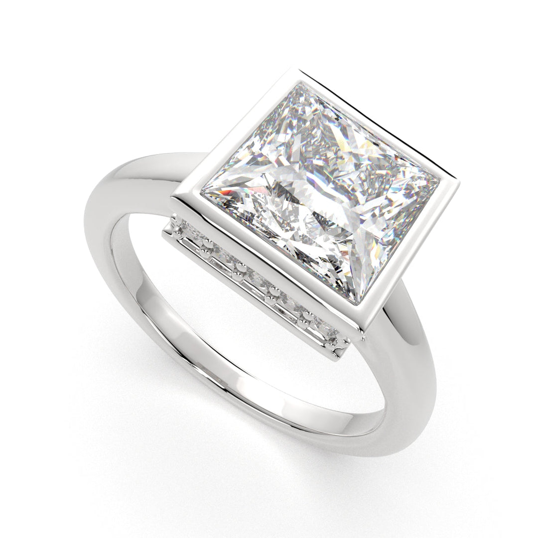 Xenia Princess Cut Halo Pave Solitaire Engagement Ring Setting