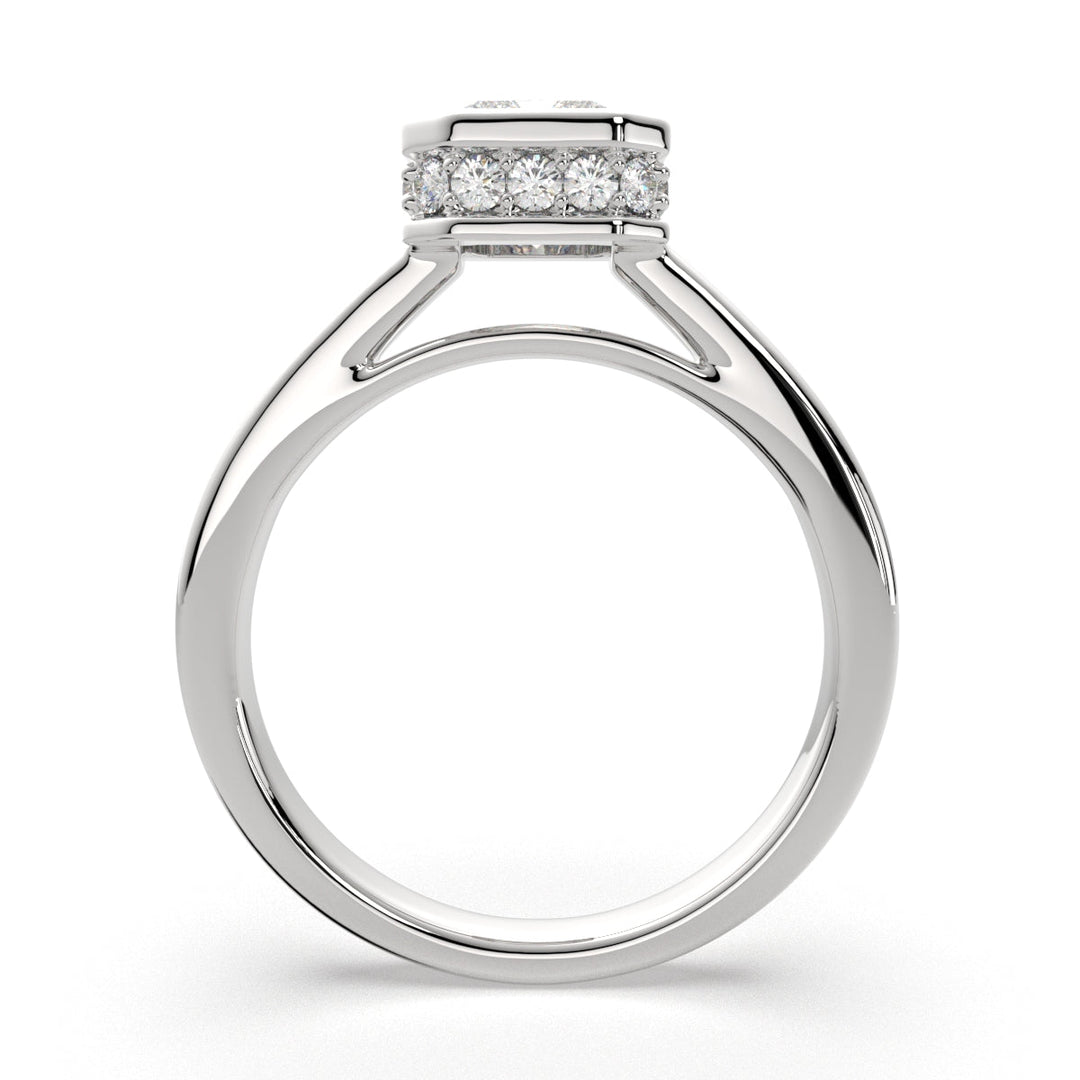 Xenia Radiant Cut Halo Pave Solitaire Engagement Ring Setting