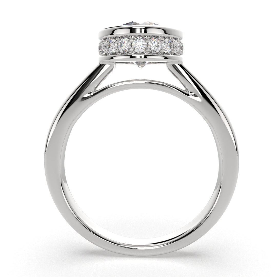 Xenia Round Cut Halo Pave Solitaire Engagement Ring Setting