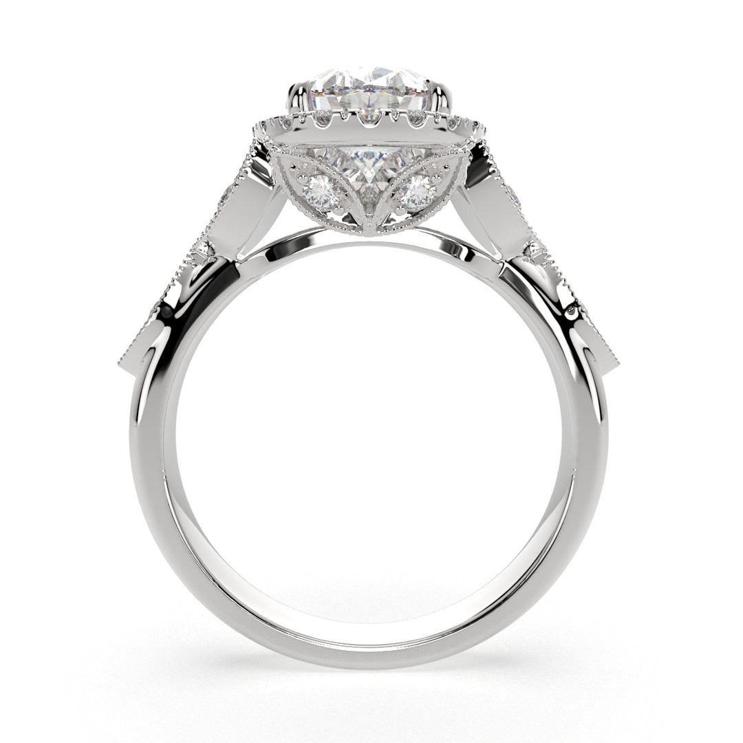 Ada Oval Cut Halo Pave Engagement Ring Setting