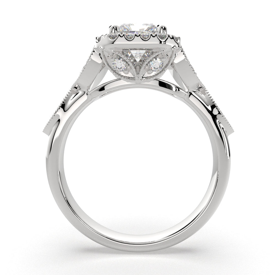 Ada Radiant Cut Halo Pave Engagement Ring Setting