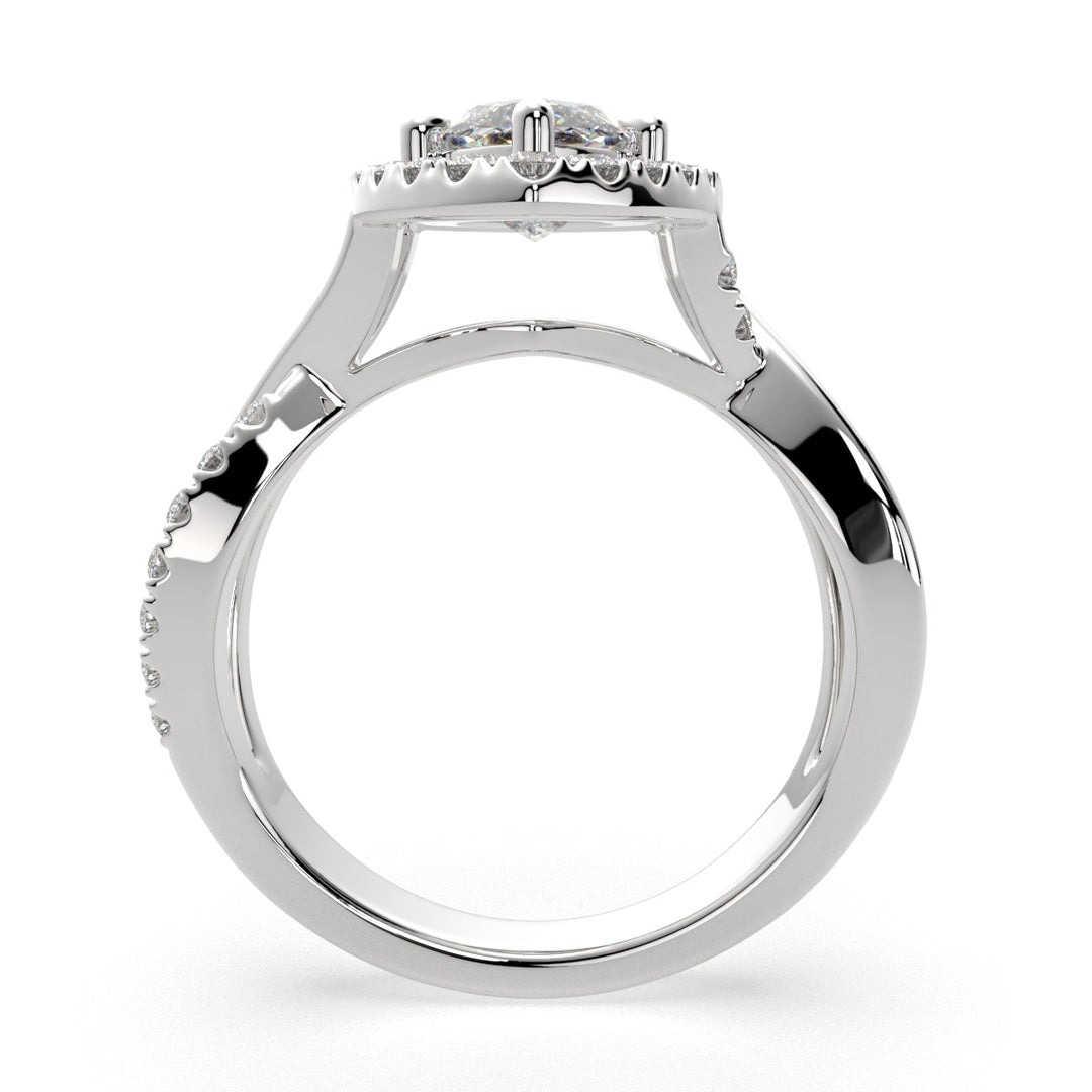 Celestina Marquise Cut Halo Pave Split Shank Engagement Ring Setting