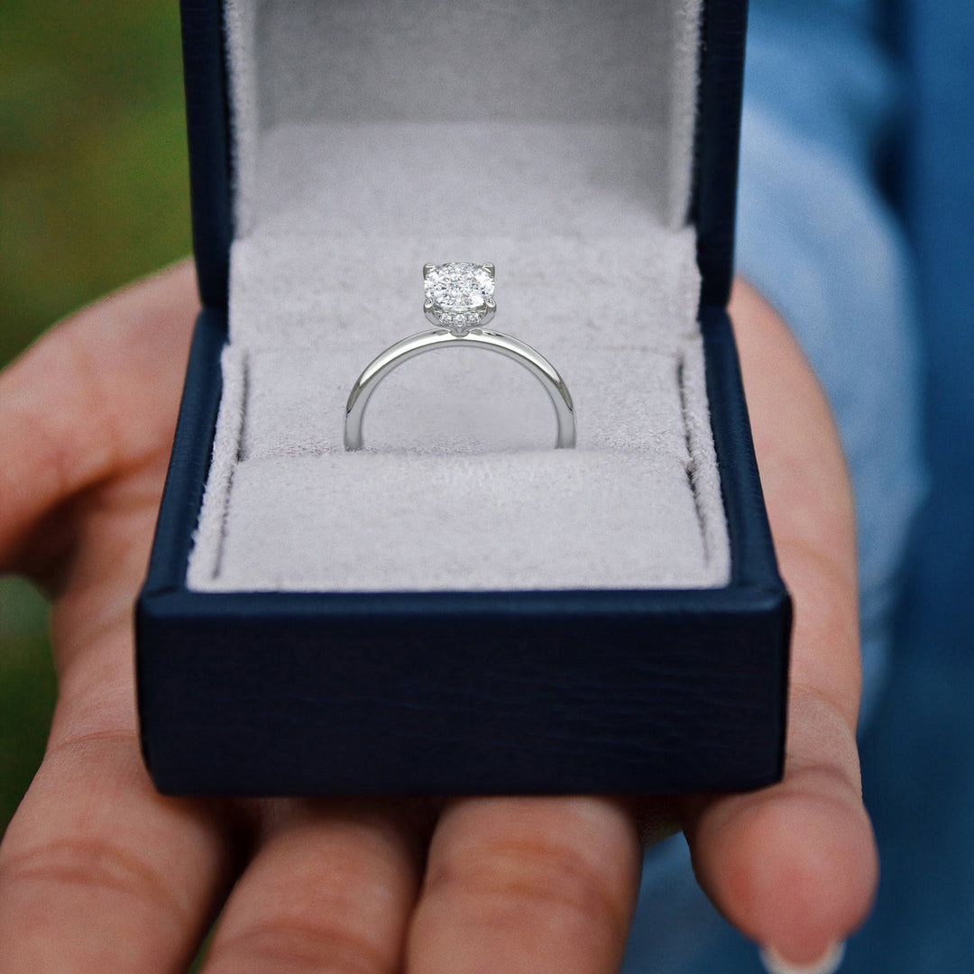 Ava Cushion Cut Pave Hidden Halo 4 Prong Engagement Ring Setting