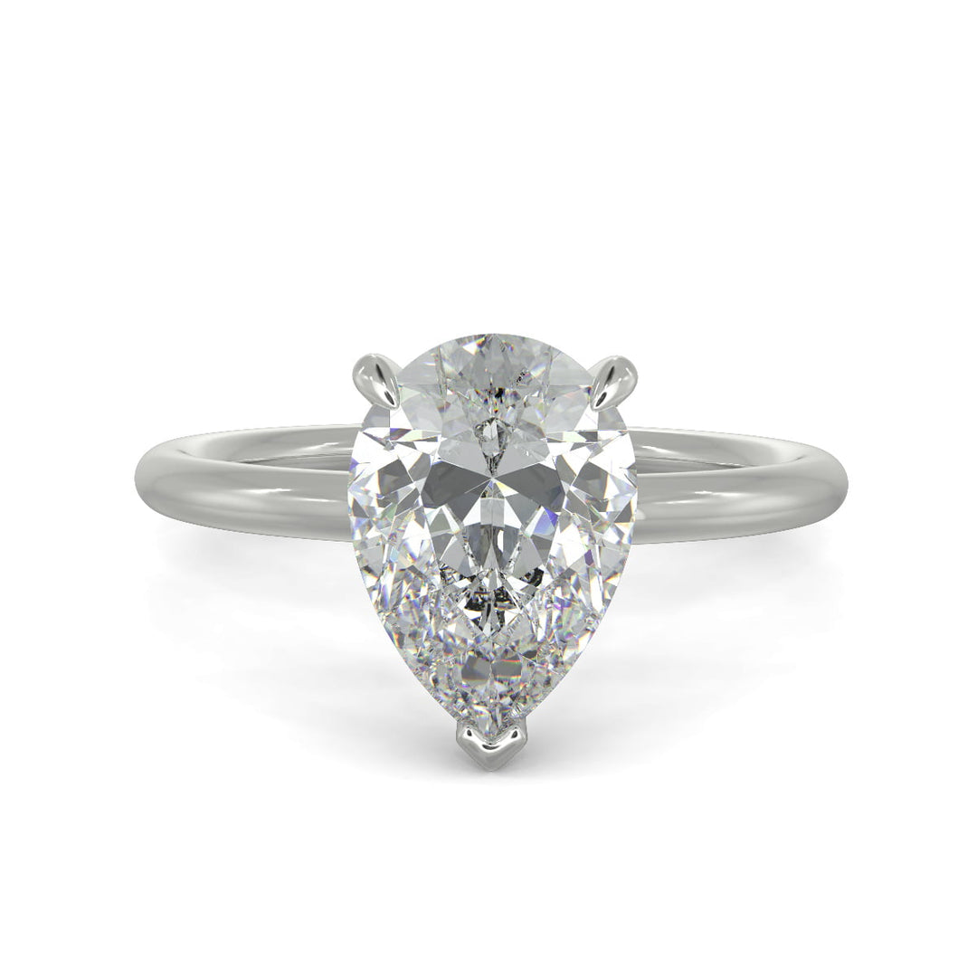 Ava Pear Cut Pave Hidden Halo 4 Prong Engagement Ring Setting