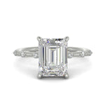 Load image into Gallery viewer, Ariana Emerald Cut Pave 4 Prong Petite Engagement Ring Setting
