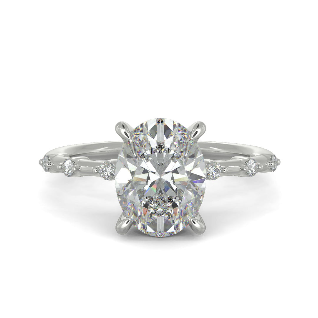 Ariana Oval Cut Pave 4 Prong Petite Engagement Ring Setting