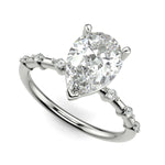 Load image into Gallery viewer, Ariana Pear Cut Pave 4 Prong Petite Engagement Ring Setting
