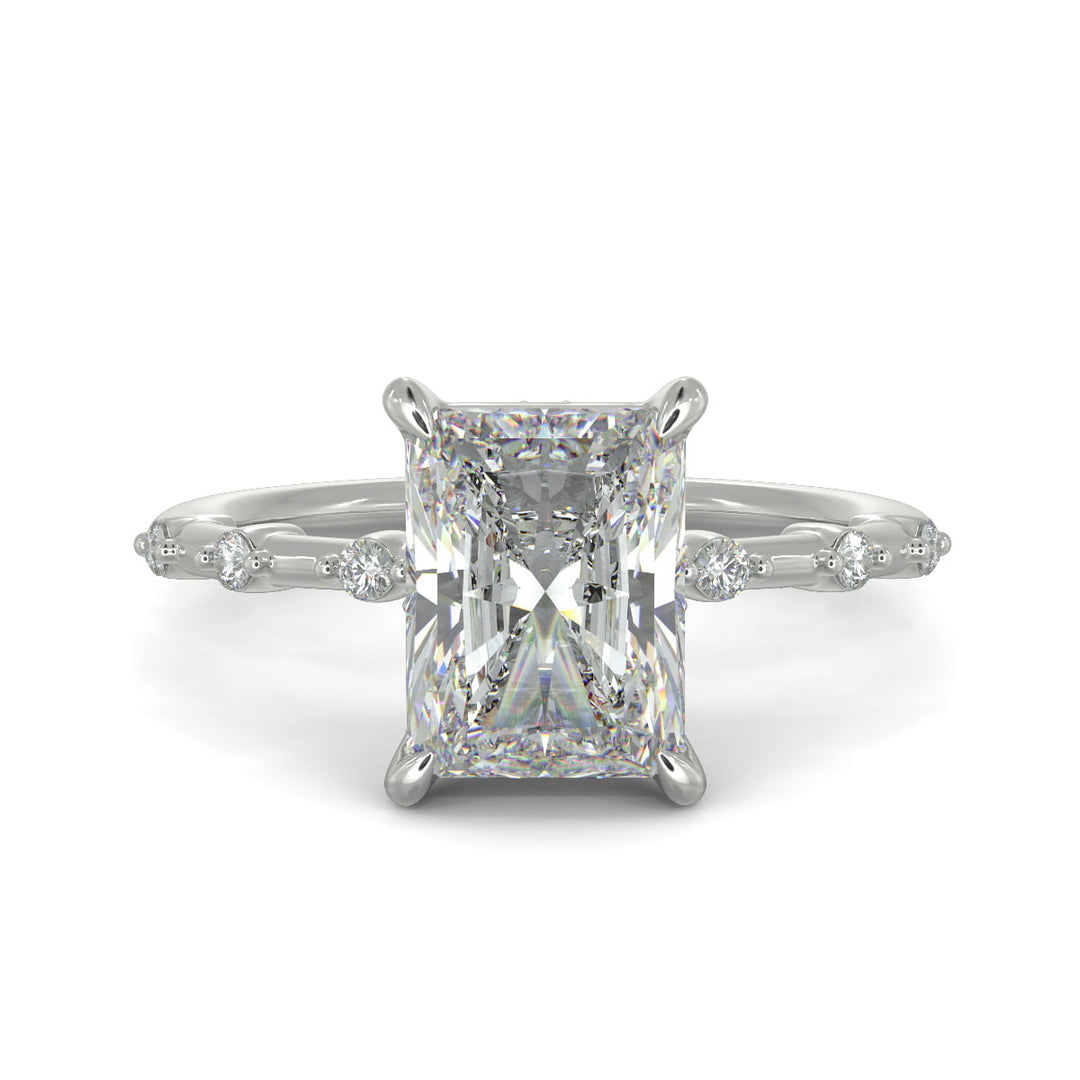 Ariana Radiant Cut Pave 4 Prong Petite Engagement Ring Setting