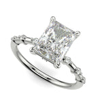 Load image into Gallery viewer, Ariana Radiant Cut Pave 4 Prong Petite Engagement Ring Setting
