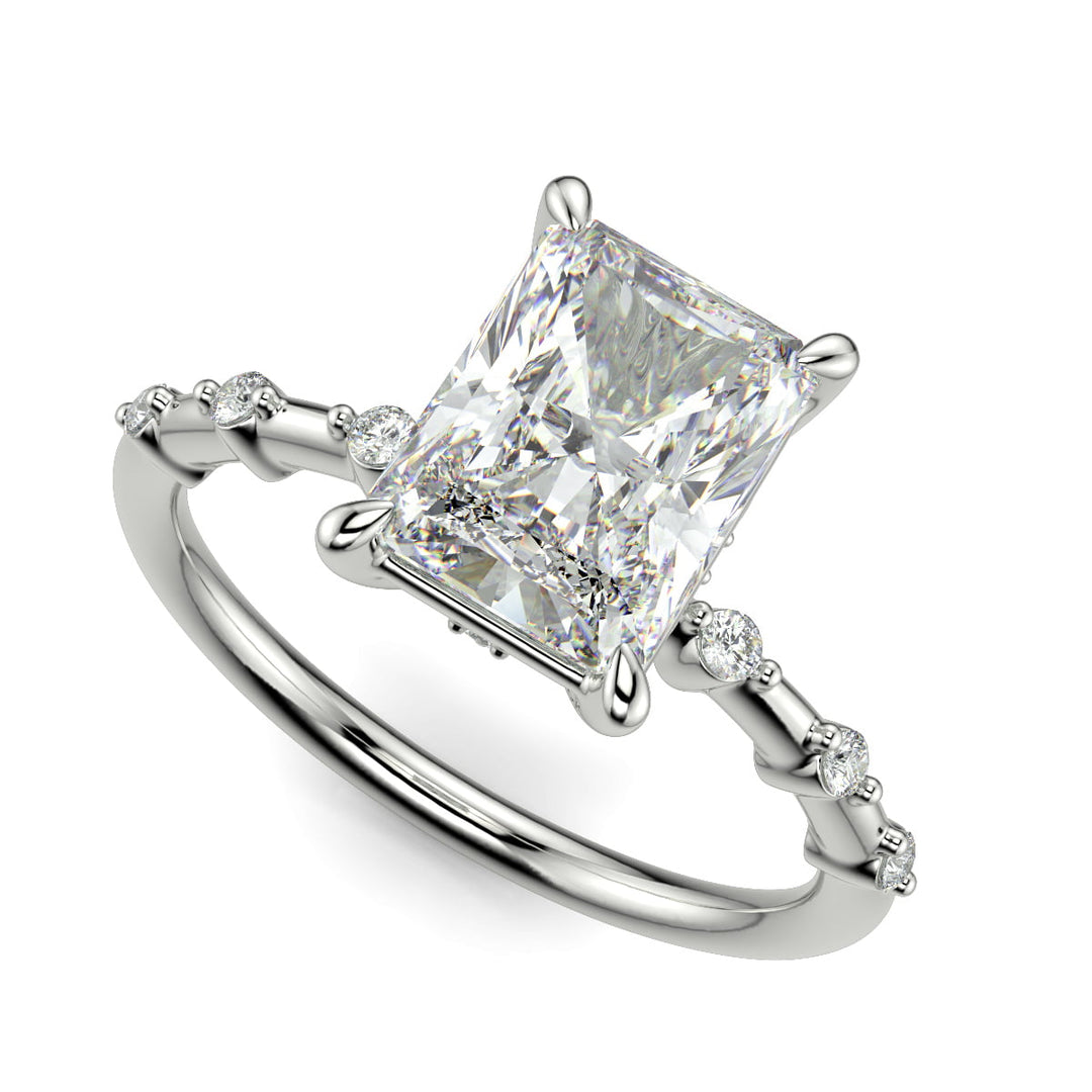 Ariana Radiant Cut Pave 4 Prong Petite Engagement Ring Setting