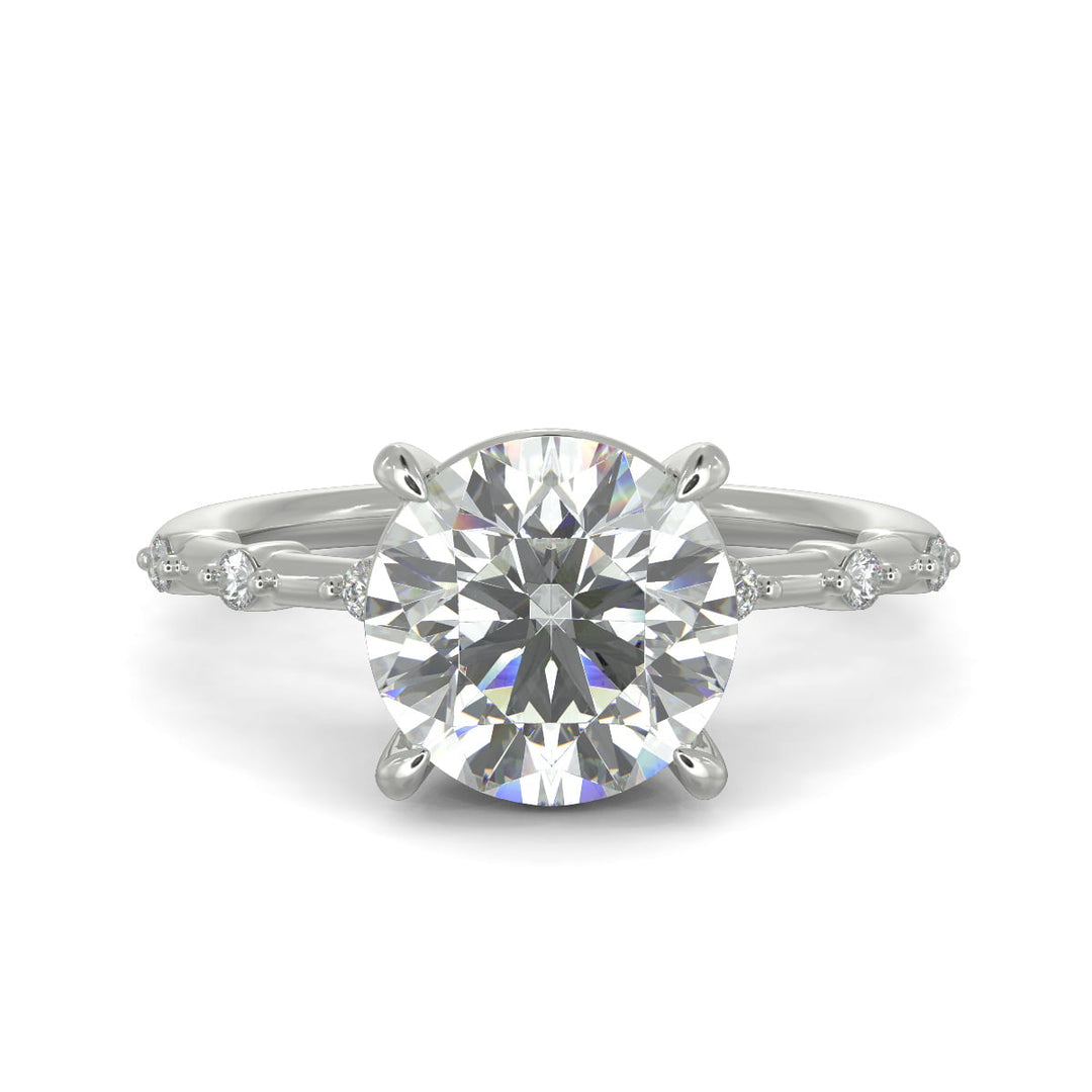 Ariana Round Cut Pave 4 Prong Petite Engagement Ring Setting