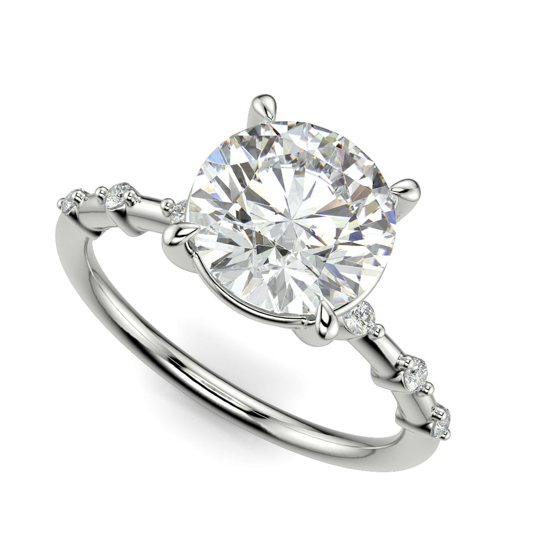Ariana Round Cut Pave 4 Prong Petite Engagement Ring Setting