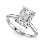 Load image into Gallery viewer, Aurora Emerald Cut Pave Hidden Halo 4 Prong-Cathedral Engagement Ring Setting

