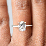 Load image into Gallery viewer, Aurora Oval Cut Pave Halo 4 Prong Cathedral Engagement Ring
