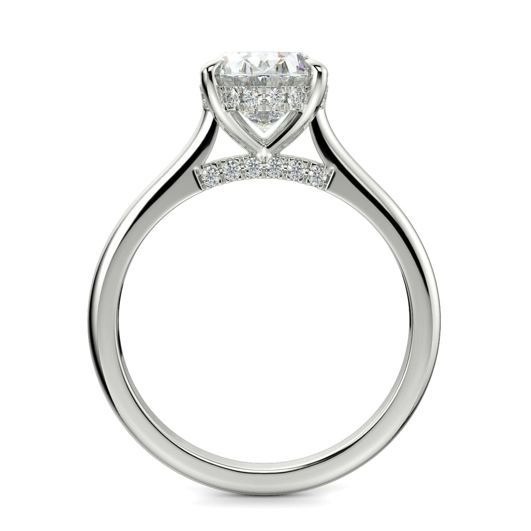 Aurora Oval Cut Pave Halo 4 Prong Cathedral Engagement Ring