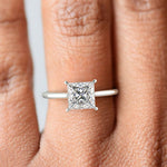 Load image into Gallery viewer, Aurora Princess Cut Pave Hidden Halo 4 Prong Cathedral Engagement Ring Setting
