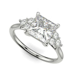 Load image into Gallery viewer, Brisa Princess Cut Pave Cluster 4 Prong Engagement Ring Setting
