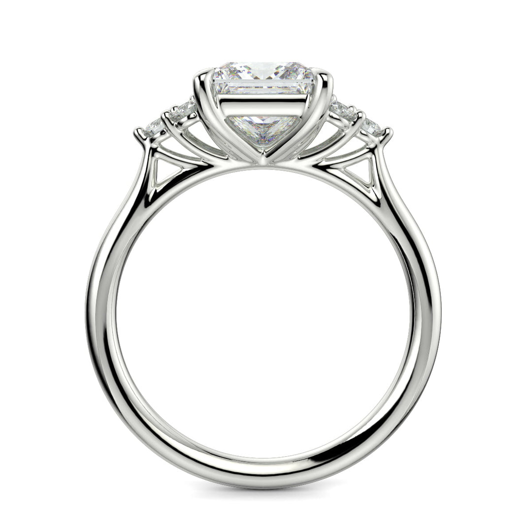 Brisa Princess Cut Pave Cluster 4 Prong Engagement Ring Setting