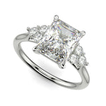 Load image into Gallery viewer, Brisa Radiant Cut Pave Cluster 4 Prong Engagement Ring Setting
