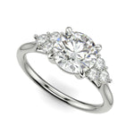 Load image into Gallery viewer, Brisa Round Cut Pave Cluster 4 Prong Engagement Ring Setting
