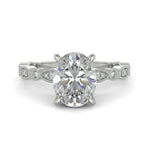 Load image into Gallery viewer, Caroline Oval Cut Pave Art Deco 4 Prong Claw Set Engagement Ring Setting
