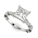 Load image into Gallery viewer, Caroline Princess Cut Pave Art Deco 4 Prong Claw Set Engagement Ring Setting
