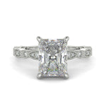 Load image into Gallery viewer, Caroline Radiant Cut Pave Art Deco 4 Prong Claw Set Engagement Ring Setting
