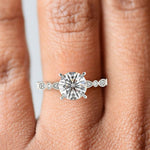 Load image into Gallery viewer, Caroline Round Cut Pave Art Deco 4 Prong Claw Set Engagement Ring Setting

